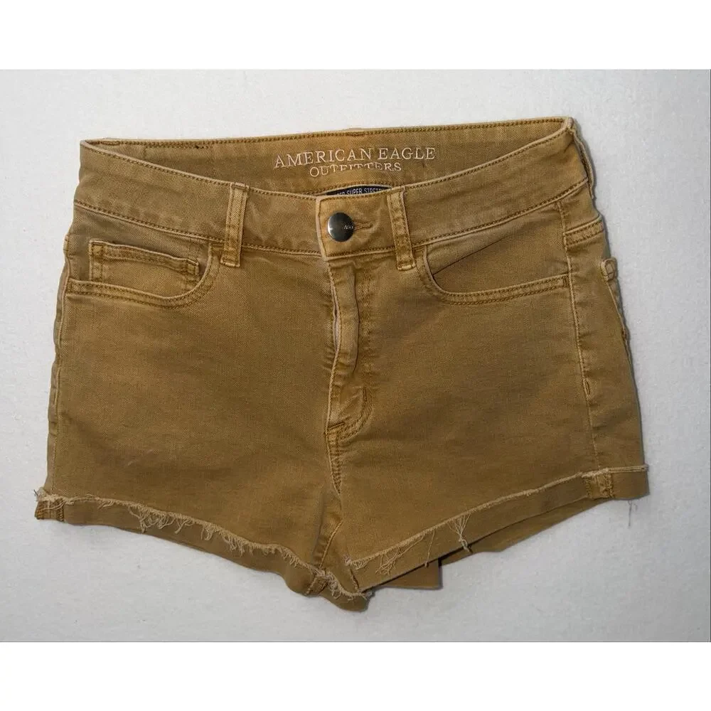 American Eagle women’s super super stretch hi rise shortie jeans shorts